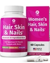 1 Peau de cheveux et ongles Vitamines avec Biotine – Supplément de croissance des cheveux pour les femmes et les hommes avec 26 vitamines, minéraux et extraits de plantes – Cheveux plus forts, peau et ongles sains – 60 capsules végétaliennes