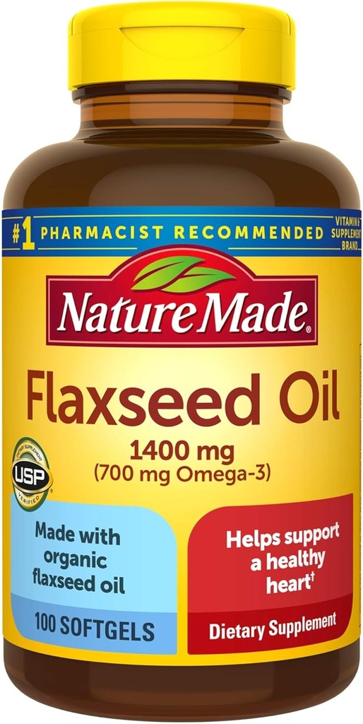 Olio di lino 1400 mg Softgels, 100 conteggio per la salute del cuore