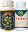 Carnivora Vegi Caps + Turmeric Combo - Supporto sistema immunitario con miglioramento per giunti e digestione (Bundle con 1 bottiglia Vegi-Caps e 1 bottiglia di curcuma)