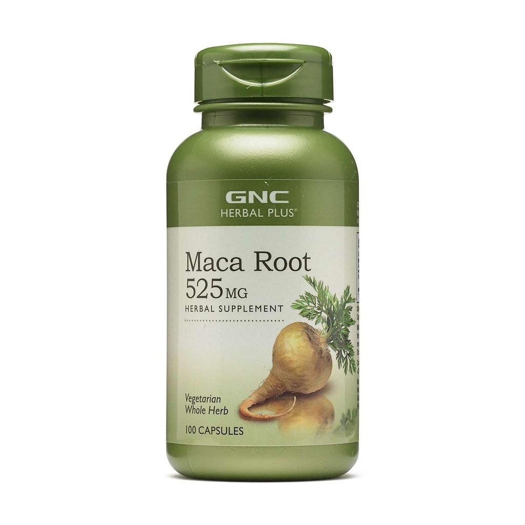 GNC Kräuter Plus Maca Wurzel 525mg, unterstützt Vitalität, 100 Kapseln