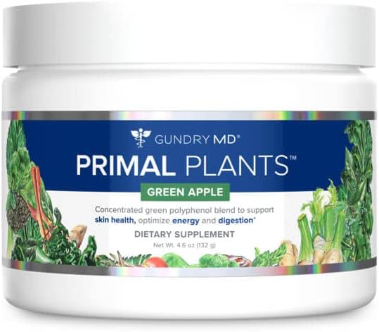 Gundry MD® Primal Plants MTHF Greens Powder Superfood Supplement zur Unterstützung der Hautgesundheit, Optimieren Sie Energie und Verdauung, 1 Full Serving of Vegetables - Green Apple Flavor (30 Servings) (Neue Formel)