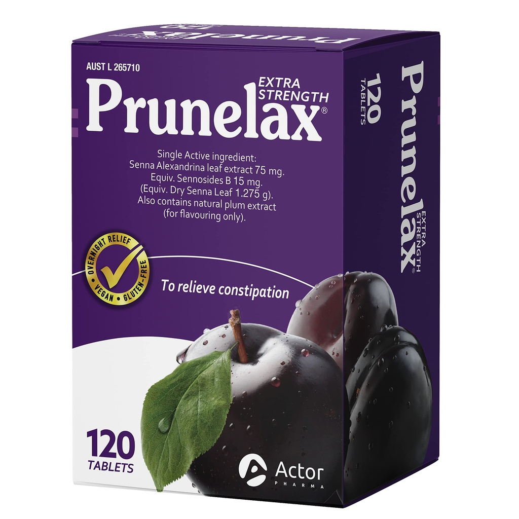 Tavolette Prunelax - Supplemento Lassativo Naturale Extra Forza che contiene Senna ad alta resistenza per Rilievo di costipazione & Ripristino Normale Bowel Motion-120 Tablets