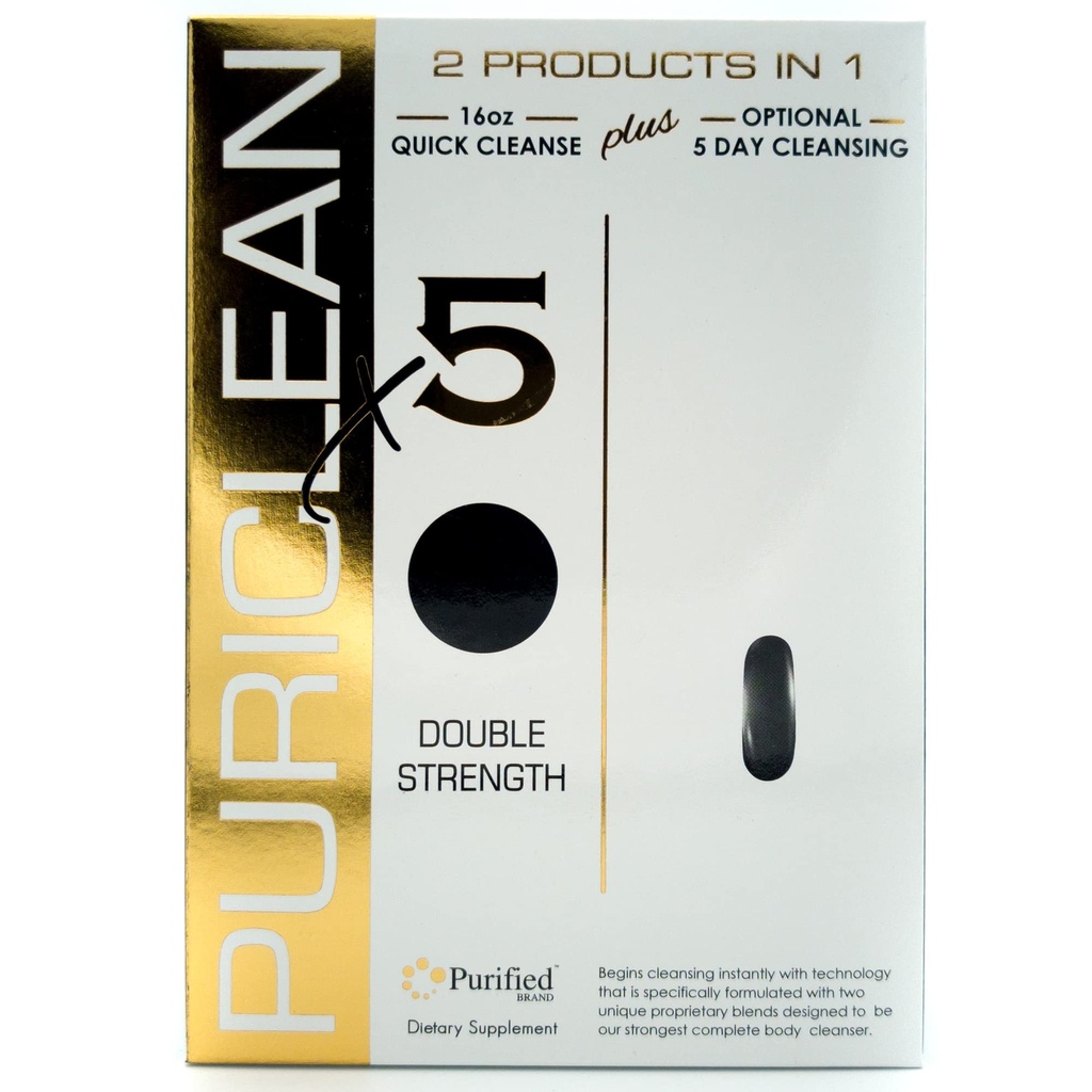 Puriclean X5 Complete Body Cleanser 2 in 1 Detox - Supporto per la pulizia a doppia resistenza - 5 giorni disintossicante per eliminare le tossine - 20 capsule + 1 Fast Softgel (2 Pack)
