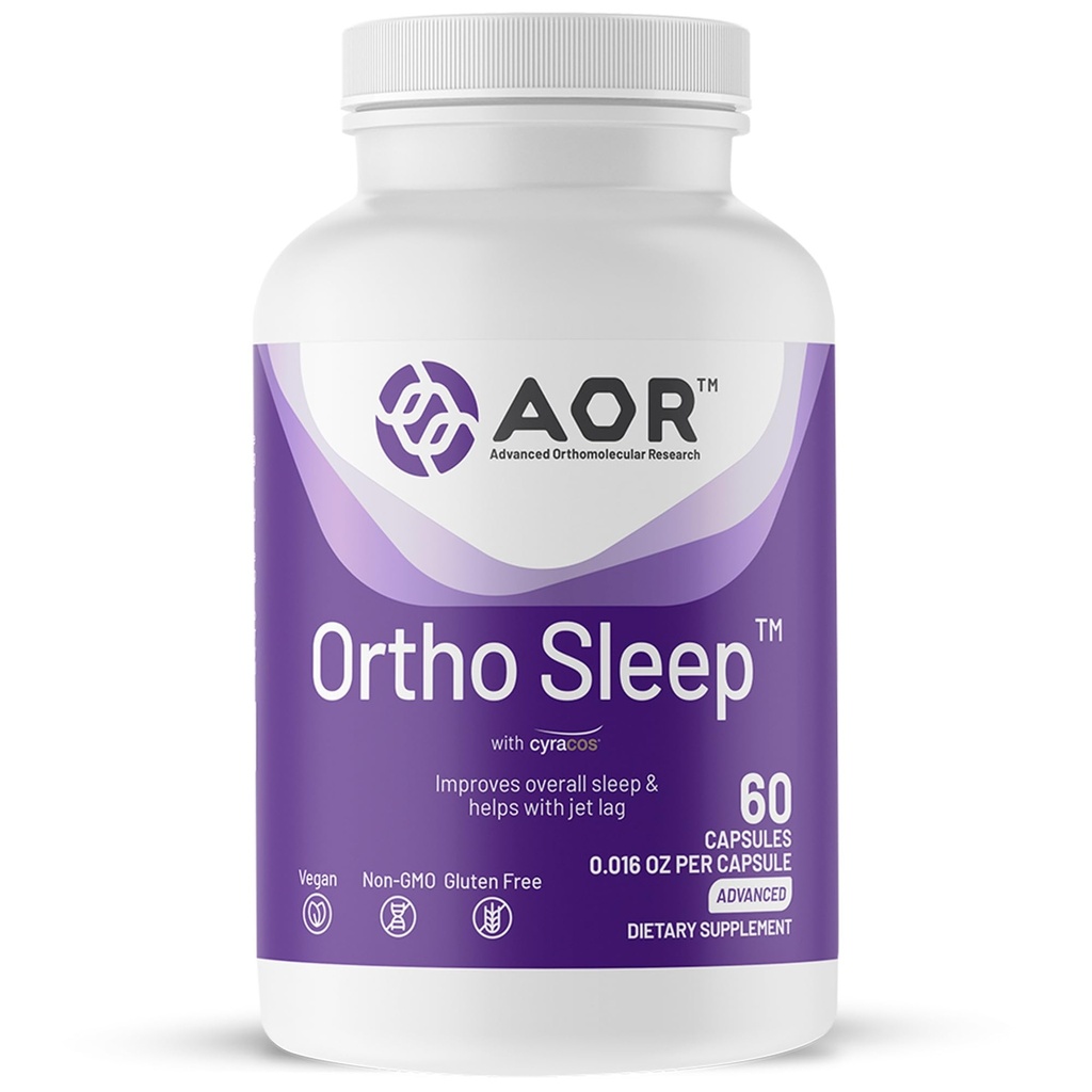 AOR, Ortho Sleep, Migliora il sonno generale & aiuta con Jet lag, Integratore naturale con GABA, Melatonina, L-teanina, Vegan, 30 Servings (60 capsule)