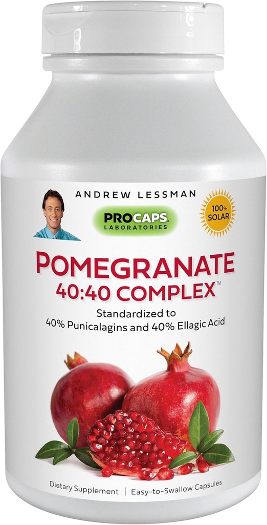 ANDREW LESSMAN Granatapfel 40-40 Complex 360 Kapseln - All-Natural, High-Potency-Extrakt, um Ihren Körper vor freien Radikalschäden zu schützen. Kein Zucker, Kalorien, Süßungsmittel, Konservierungsstoffe. Keine Zusatzstoffe