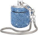 Bling Rhinestone Pill Bottiglia Organizer Daily Travel Pill Case Contenitore Anello Piccolo contenitore di medicina per supplemento di vitamina Gum con portachiavi (Luce Blu)