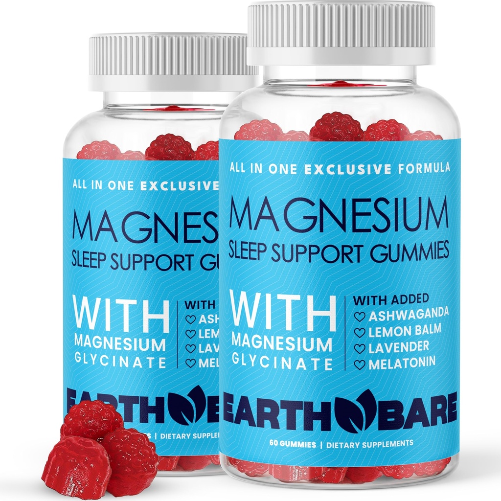 Gummie del sonno con Magnesio Glycinate, Melatonina, Ashwagandha e Lavanda – Supporto per il sonno ad alta resistenza Gummies, Magnesio e Melatonin Supplemento, 120 Conte, 2 Mesi di Alimentazione