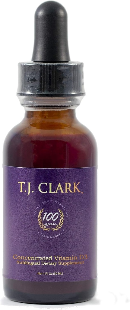 Vitamina liquida D3 125mcg / 5000 IU, 1 fl. oz. Integratore alimentare sublinguale concentrato, TJ Clark, Dropper di vetro