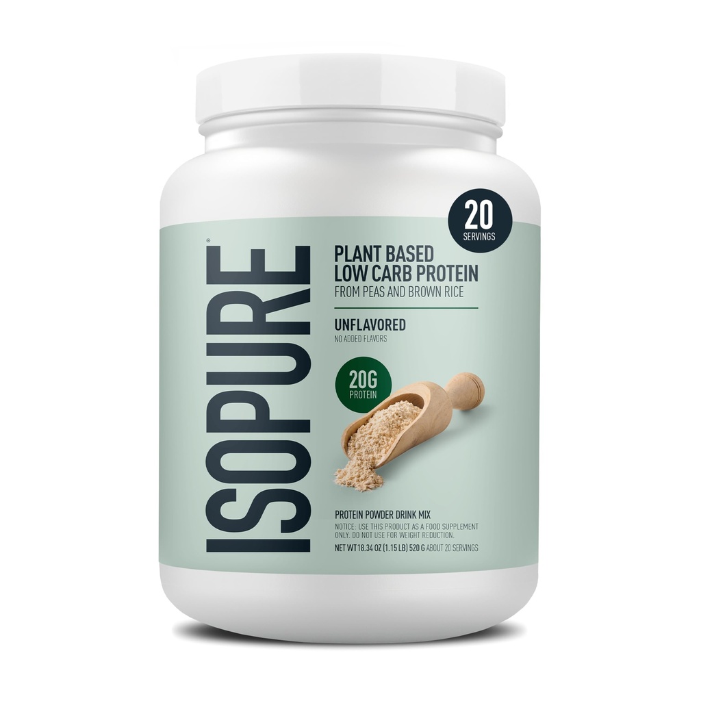 Polvere proteica a base vegetale, senza lattosio, senza glutine, con ferro, non aromatizzato, 20g proteine vegetali per porzione, 1.15 Lbs, 20 Serve
