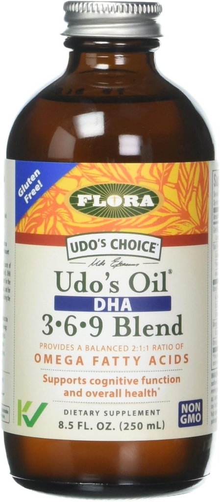 UDO Triple Omega 3-6-9 DHA Ölmischung, 8,5 Unze - Non-GMO & Gluten Free