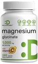 Magnesium Glycinat 500mg pro Kapsel (1000mg pro Servierung) Plus Vitamin C, 240 Kapseln – 100% für einfache Absorption – essentielle Mineralergänzung