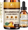 (2 Pack) Magnesio Glycinate gocce liquide con Citrato e Taurate, Complesso di Magnesio ad alto assorbimento 1200mg con GABA, L-teanina, D3 e B6 per calma, sonno, relax - Ananas Flavor 2 Fl Oz
