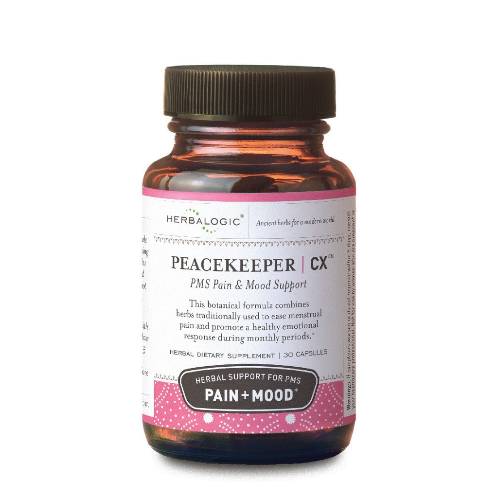 Herbalogic - Capsules d'herbes CX de garde de la paix - Réduit les swings d'humeur liés au SPM - Réduit les crampes et la douleur associées aux périodes mensuelles - Contient du curcuma et du Corydalis - 30 Cap Count