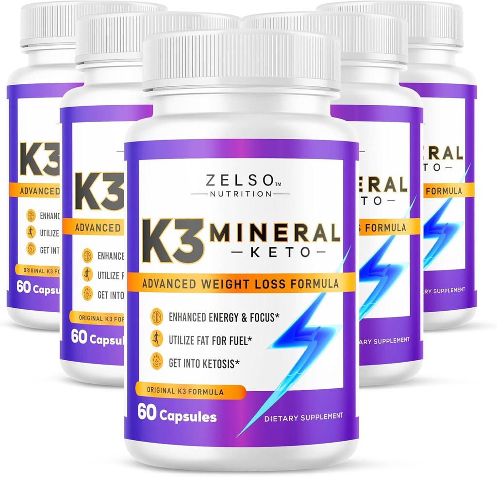ZELSO (5 Pack) K3 Mineral Gewichtsverlust Pillen für Frauen und Männer, K3 Mineral Pillen - K3 Salz Mineral, Vitamin + K3 Kapseln Ergänzung für Keto Gewichtsverlust - 5 Monate Versorgung