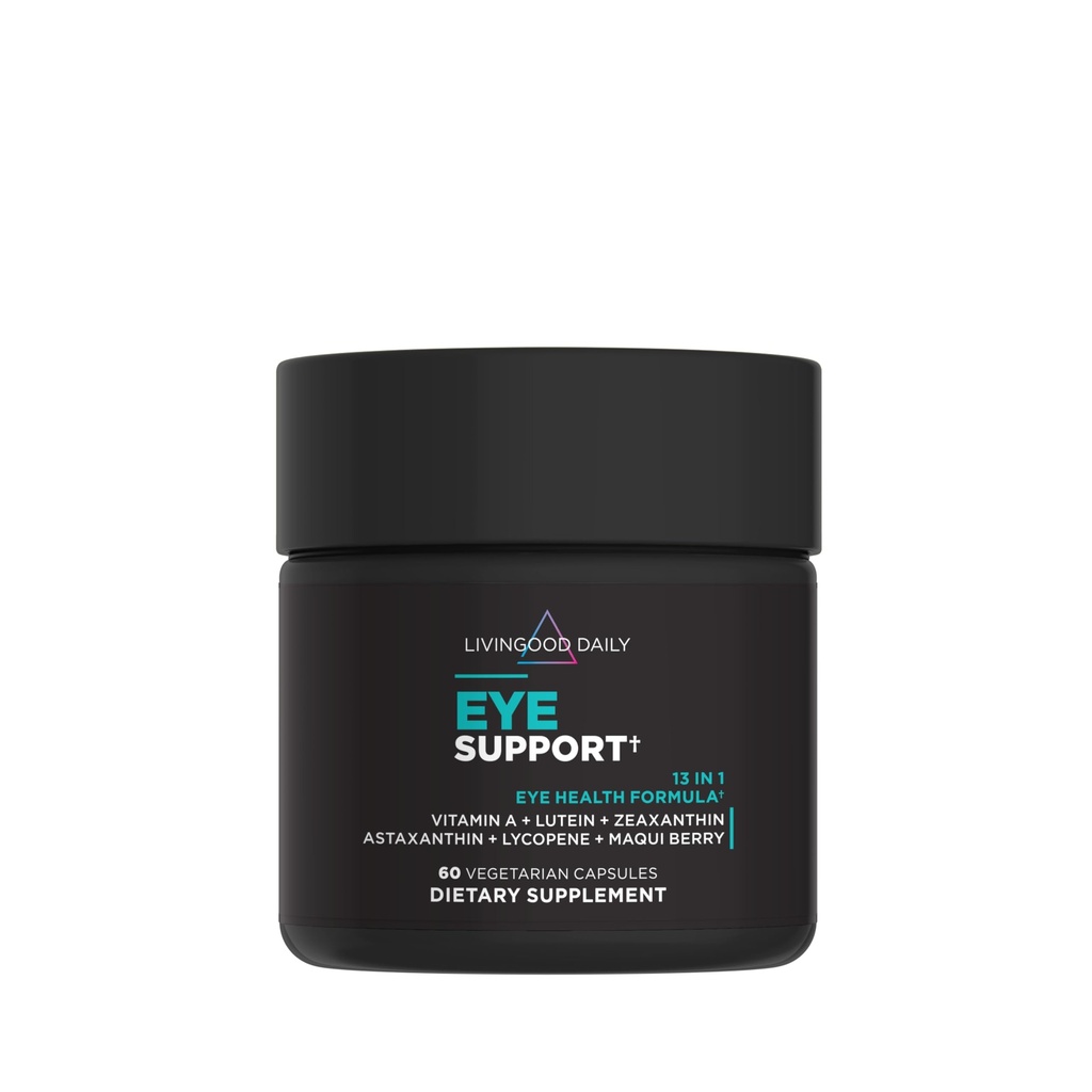 Livingood Daily Eye Support, 13-in-1 Vision Supplement mit Lutein, Zeaxanthin, Astaxanthin, Vitamin A, Lycopin, Maqui Berry & More, fördert gesunde Augen, blauer Lichtschutz, Vegan, 60 Kapseln