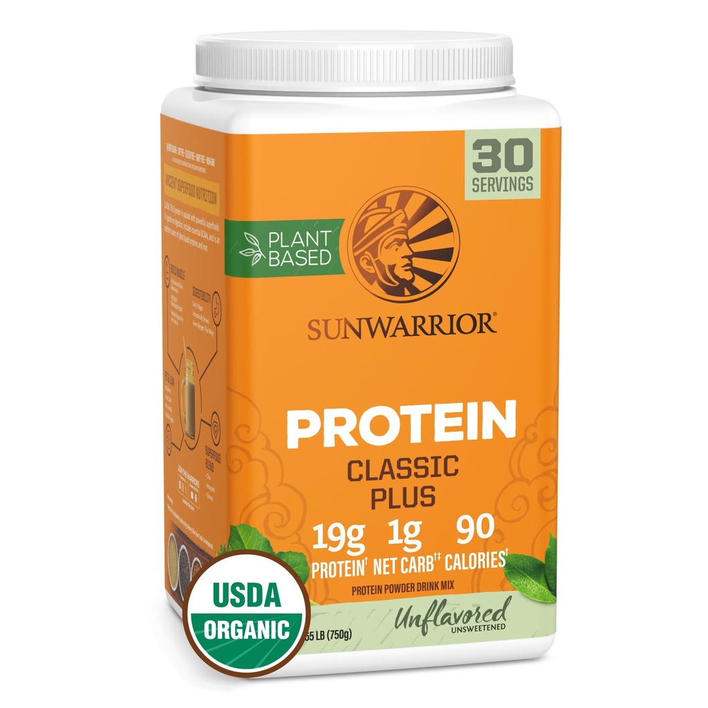 Vegan Bio Protein Pulver Pflanzen-basiert | 5 Superfood Quinoa Chia Seed Soy Free Dairy Kostenlose Gluten freie synthetische freie NON-GMO | Unflavored 30 Servierungen | Classic Plus von Sunwarrior