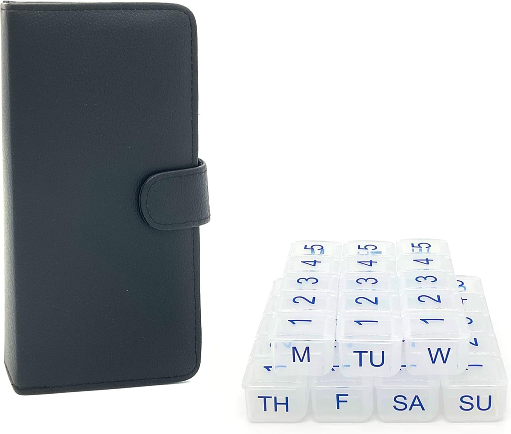 e-Pill 5 volte al giorno x 7 giorni organizzatore di pillole compatte settimanali, scatola di pillole di vitamina e di medicina - con caso discreto