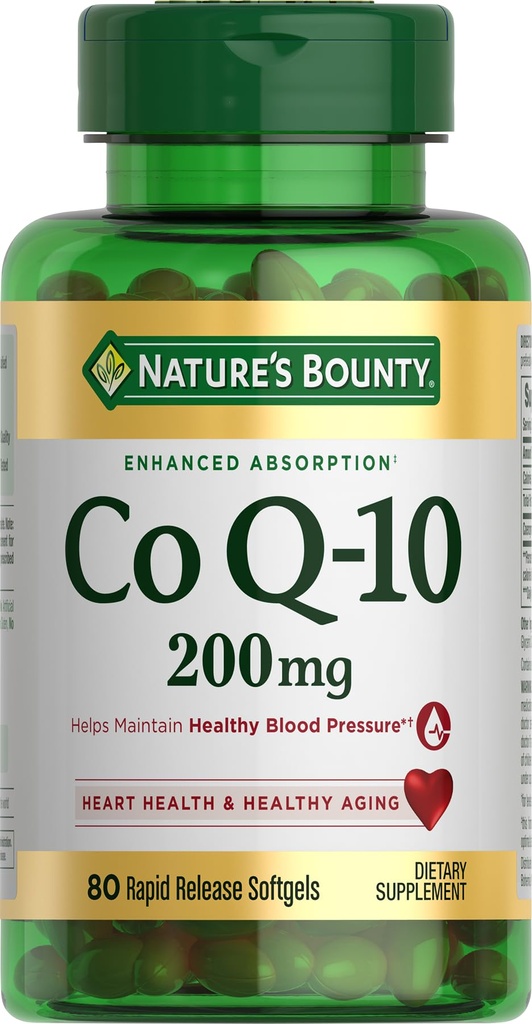 Nature's Bounty CoQ10, unterstützt Herzgesundheit, Nahrungsergänzung, 200mg, 80 Rapid Release Softgels