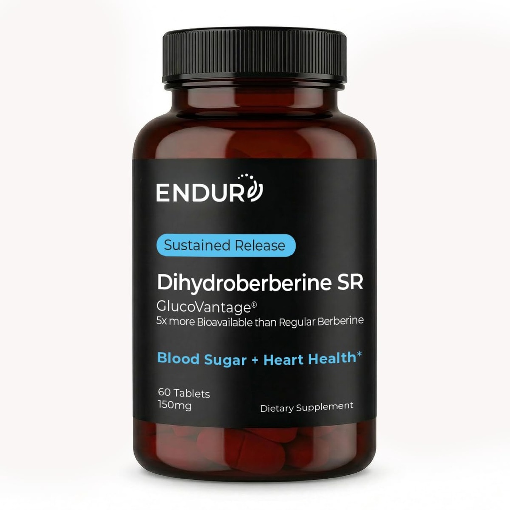 Endur Dihydroberberine SR, soutient la santé du sucre de sang et le métabolisme, excellent pour le soutien de la gestion du poids, sans gluten, 150mg (60 comprimés)