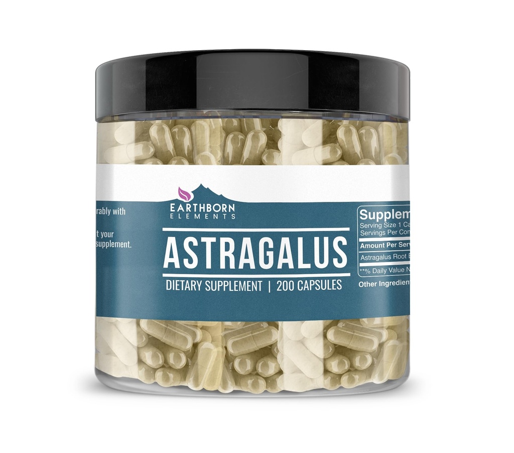 Elementi terrestri Astragalus estratto 200 capsule, puro e diluito, senza additivi