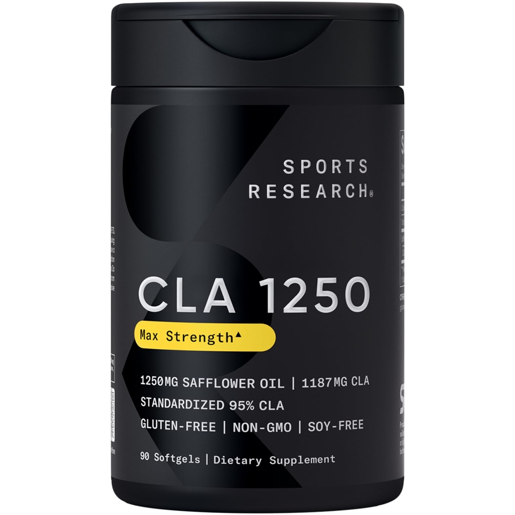 Sportforschung CLA - 1250mg mit Active Conjugated Linoleic Acid für Männer und Frauen | Non-GMO, Soy & Gluten Free - 95% (90 Softgels)