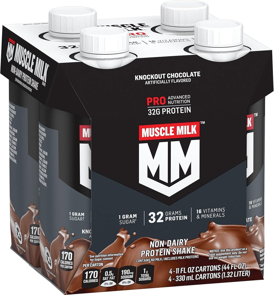 Muscle Lait Pro Série Secouer les protéines, Chocolat de knockout, 4 Compte