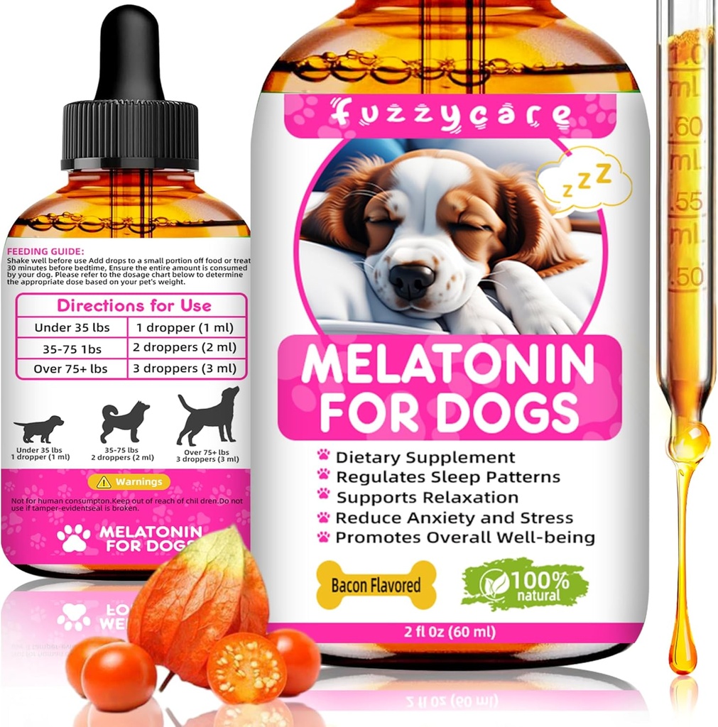 Melatonin für Hunde, Angst Relief Hund Melatonin, ruhige Momente beruhigende Hilfe für Hunde Melatonin für Hunde und Katzen, Hundeschlafhilfe, Förderung der Entspannung & Tiefschlaf und insgesamt Wohlbefinden