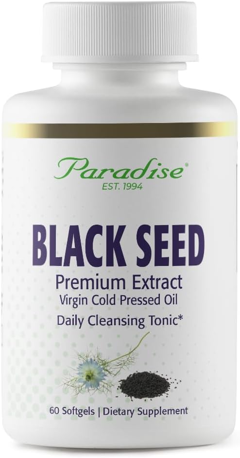 Paradise Black Seed Oil, Rich in Antioxidants, Immune Supporting, Super Potent, Ultra Pure, Vegan, Non GMO, Gluten Free, 60 Softgels