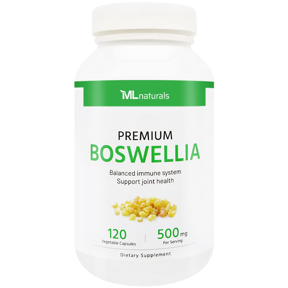 ML Naturals Premium Boswellia, 120 pflanzliche Kapseln (65% Boswellic Acids). Gesunde gemeinsame Unterstützung. Nicht-GVO, NSF-zertifiziert und cGMP-konform