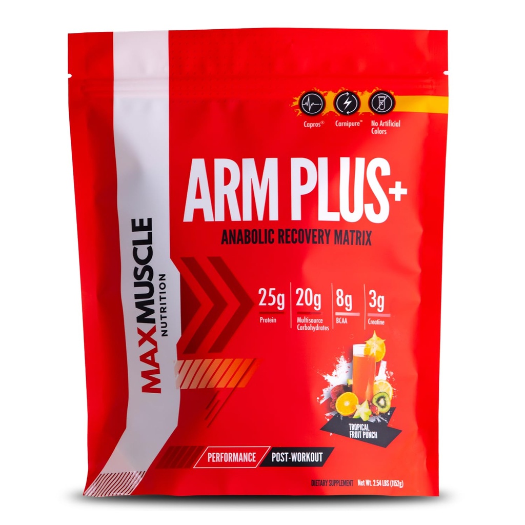 Max Muscle Arm Plus+ Matrix di recupero anabolico | 25g Protein, 8g Bcaas, 3g Creatina Monoidrato | Proteine del siero, Aminoacidi, Antiossidanti, Glutamina, Elettroliti (Punto tropicale, 2.54 lb)