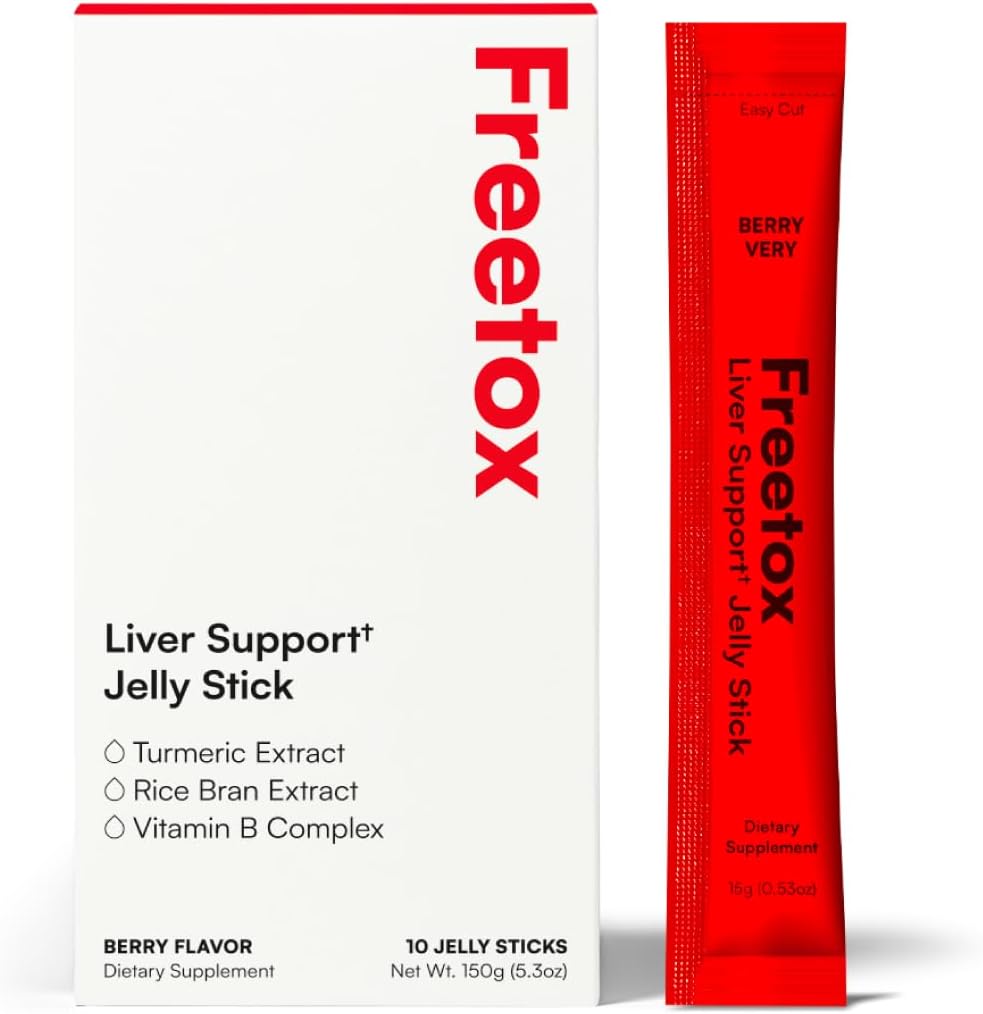 Freetox Liver Detox Jelly Sticks – Support de la gueule de bois préparty et supplément de récupération du lendemain – Hydratation + Antioxydants – Berry Flavor – 10 Stick Pack