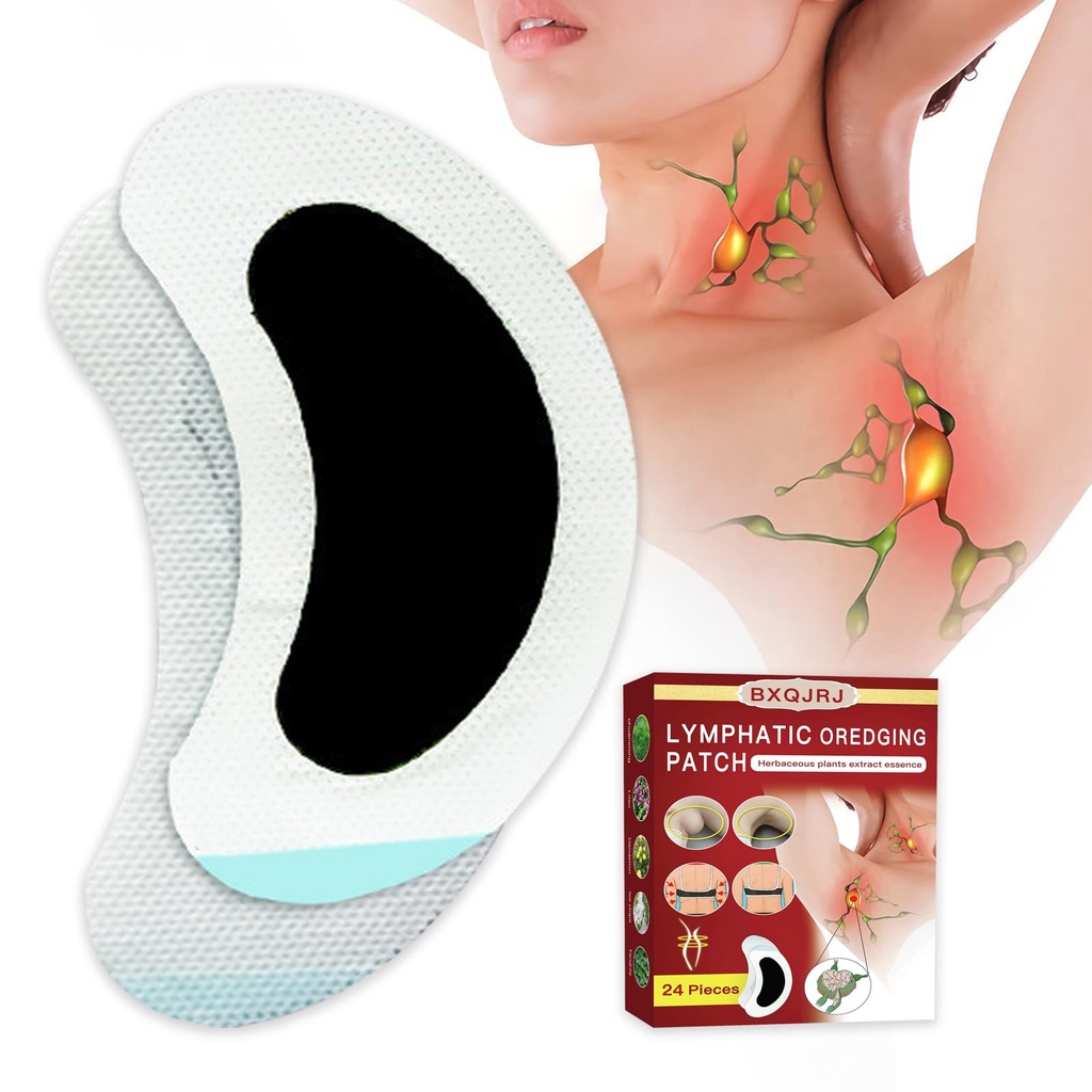 24Pcs/Box Kräuter-Lymphknoten Patch, Lymphatic Drainage Patch/Patches,Herbale Lymphdrainage Pflege Patch, Hals Lymphknoten Patch, Lymphatic Massage für Männer und Frauen