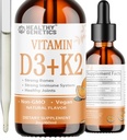 Flüssiges Vitamin D3 K2 Plus Vitamin K2 MK-7 | 5000IU Vitamin D Flüssige Tropfen | Knochen | Immune | Herzgesundheit | Erhöht Energie 2oz