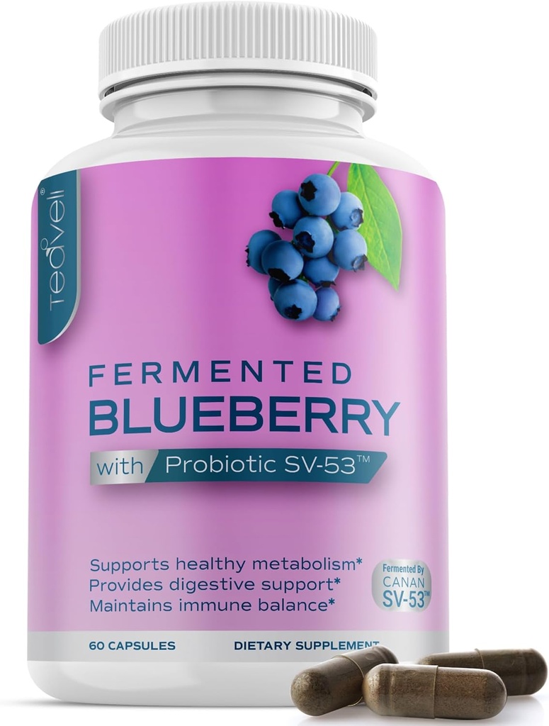 Probiotic Blueberry Supplement mit Wild Blueberries– 1000 mg/Serving mit leistungsstarken Polyphenolen & Anthocyaninen– 60 Kapseln