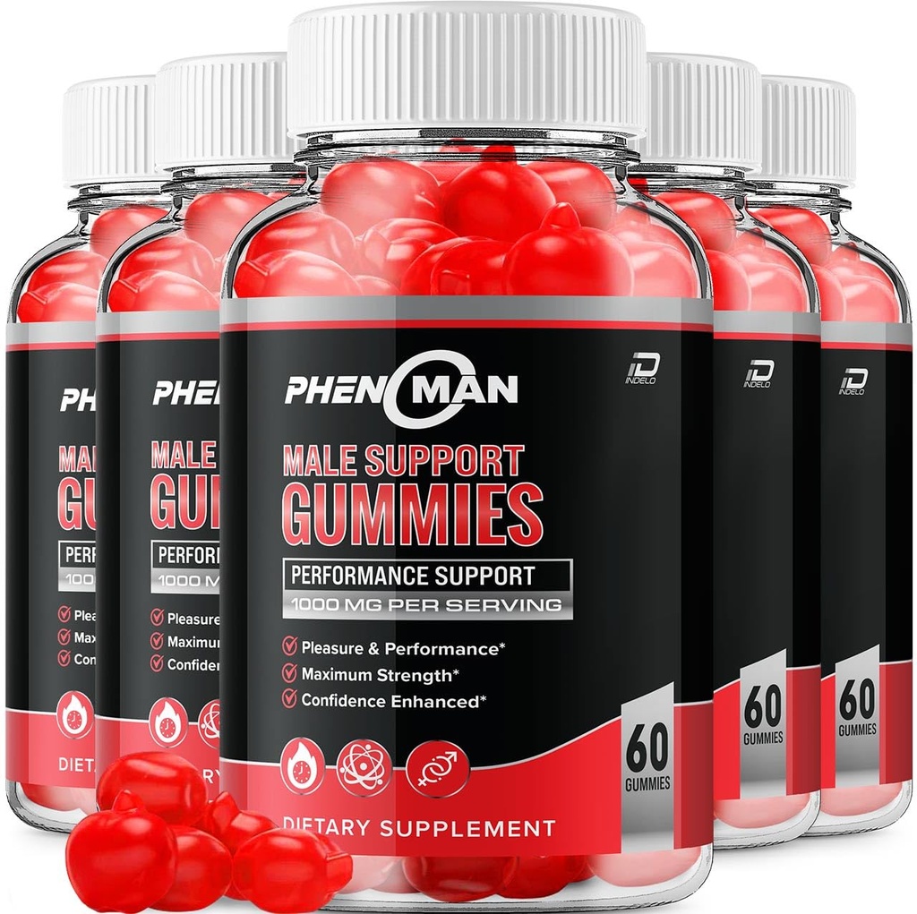Phénoman pour les hommes Gummies – Phéno Man Max Performance, Phénoman Formule avancée, Supplément naturel extra-fort pour la croissance musculaire et le soutien de la santé globale et critiques (5 Pack – 300 Gummies)