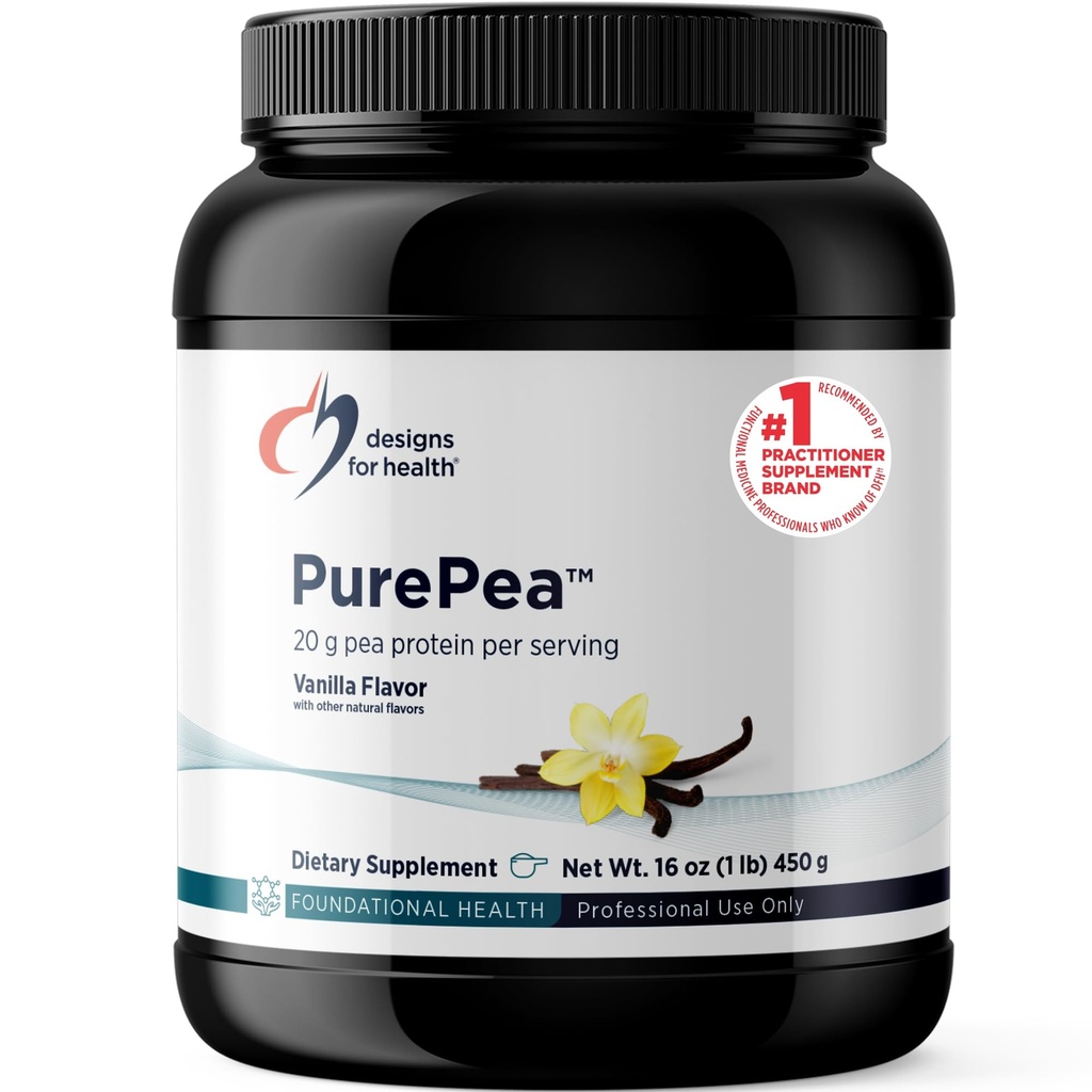 Designs für die Gesundheit PurePea - 20g Vegan Pea Protein, Non-GMO Natural Drink Mix Powder Supplement, Vanille (15 Portionen / 450g)