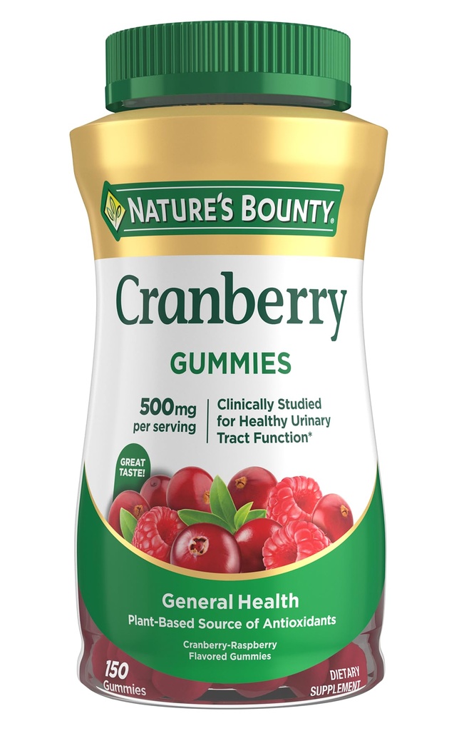 Gommies de canneberges de la nature, soutien du piège urinaire, 500 mg, goût de canneberge, 150 Ct