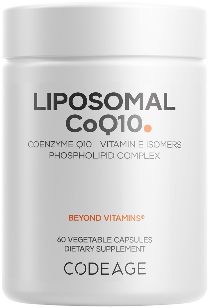 Codeage Liposomal CoQ10 Supplement - 125 mg Coenzyme Q10 with Vitamin E Isomers Tocopherols - 2-Month Supply - 1 Capsule Per Serving - Liposomal Delivery - Vegan, Non-GMO, Gluten-Free - 60 Capsules