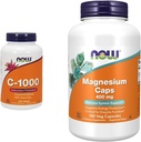 Supplementi NOW, vitamina C-1,000 con HIPS rosa, rilascio prolungato, protezione antiossidante*, 250 compresse e integratori, magnesio 400 mg, funzione enzima*, supporto di sistema nervoso*, 180 capsule di veg