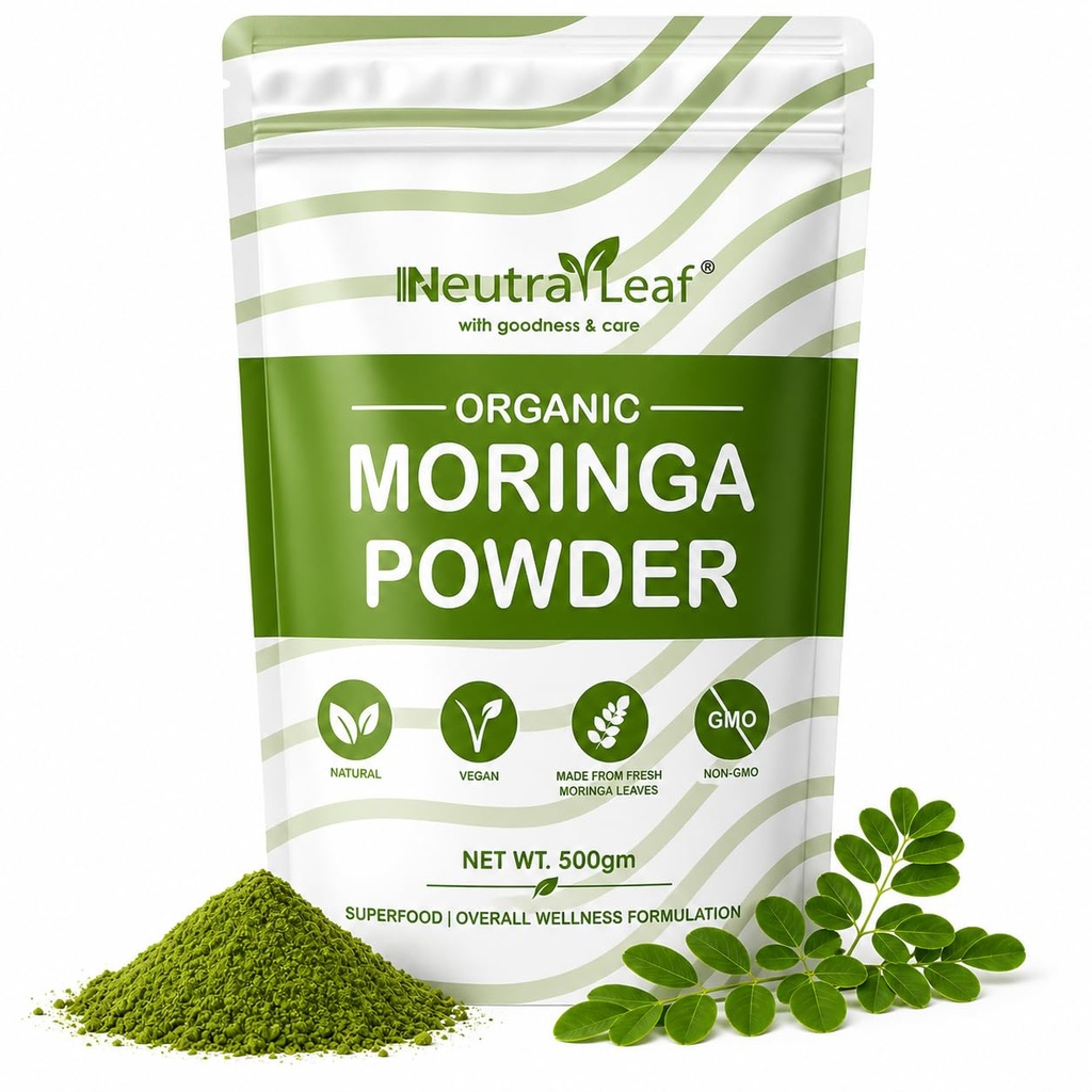 Poudre de Moringa Bio 500g.com stimule l'immunité et le métabolisme Aide à obtenir Slim.com Multivitamin.com Antioxydant.com Bon pour les cheveux et la peau Sac refermable