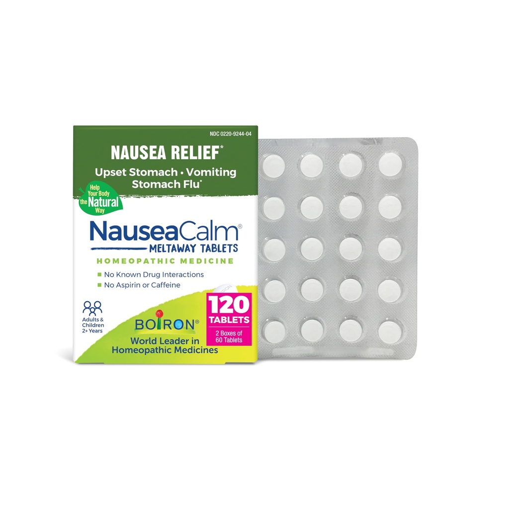 Boiron NauseaCalm Relief für Upset Stomach, Übelkeit und Vomiting aufgrund Stomach Flu, Überindulgence oder Motion Sickness - Nicht-Drowsy - 120 Count (2 Pack von 60)