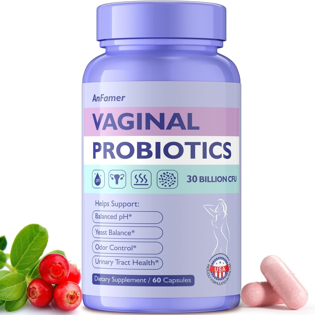 Probiotici vaginali per le donne Femmina,Promotes Ph Balance, Healthy Vaginal Odor & Flora,Urinary Tract Health con Prebiotici & Lactobacillus Probiotic Blend 30 miliardi di CFU,60 capsule