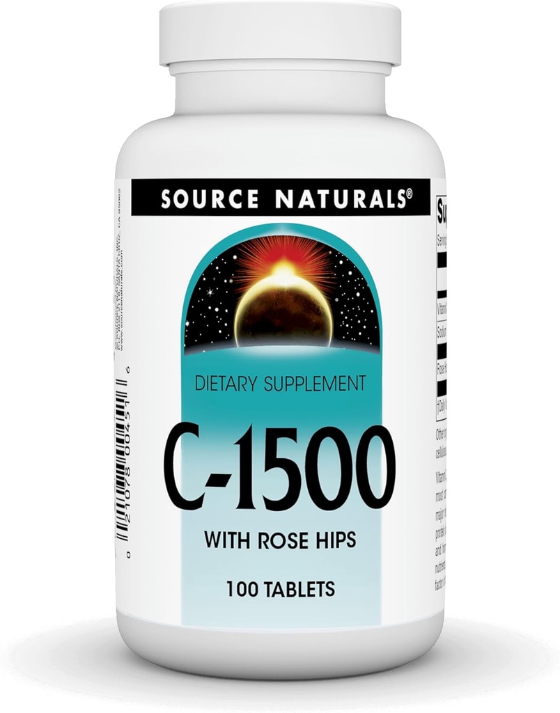 Source Naturals C-1500, con Rose HIPS 1500 mg per il supporto del sistema immunitario - 100 compresse