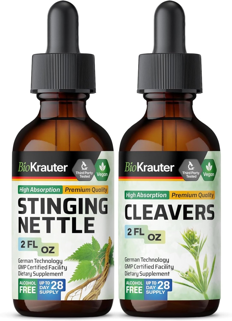 BIO KRAUTER Teinture de la nervure 2 Fl. Oz. & Cleavers Teinture 2 Fl. Oz.