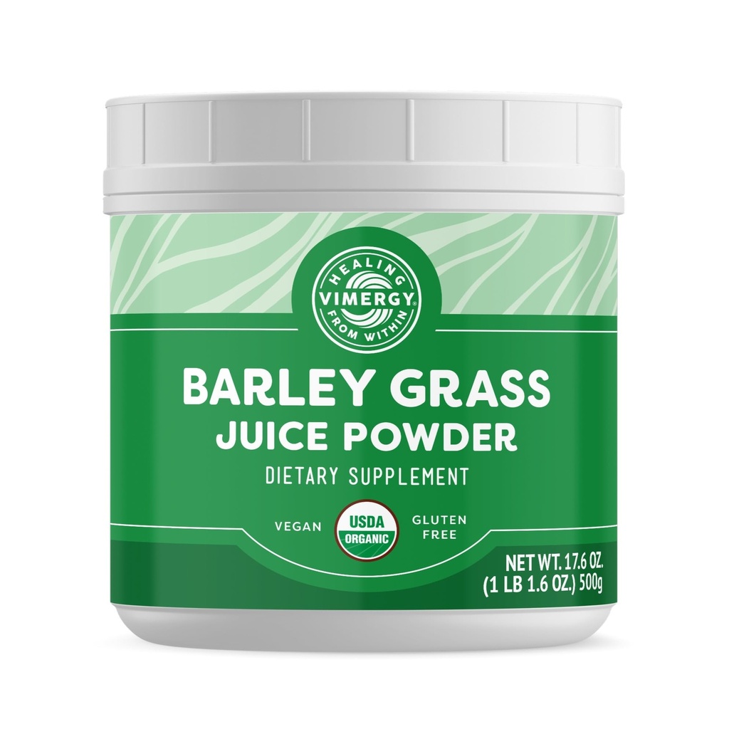 Vimergy Orzo Grass Succo Polvere Integratore alimentare - 0.8g per Serving (625 Serve) – Clean Superfood Formula – promuove la salute cardiovascolare* – Organico, Vegan & Gluten-Free – Dimensione del valore 500g