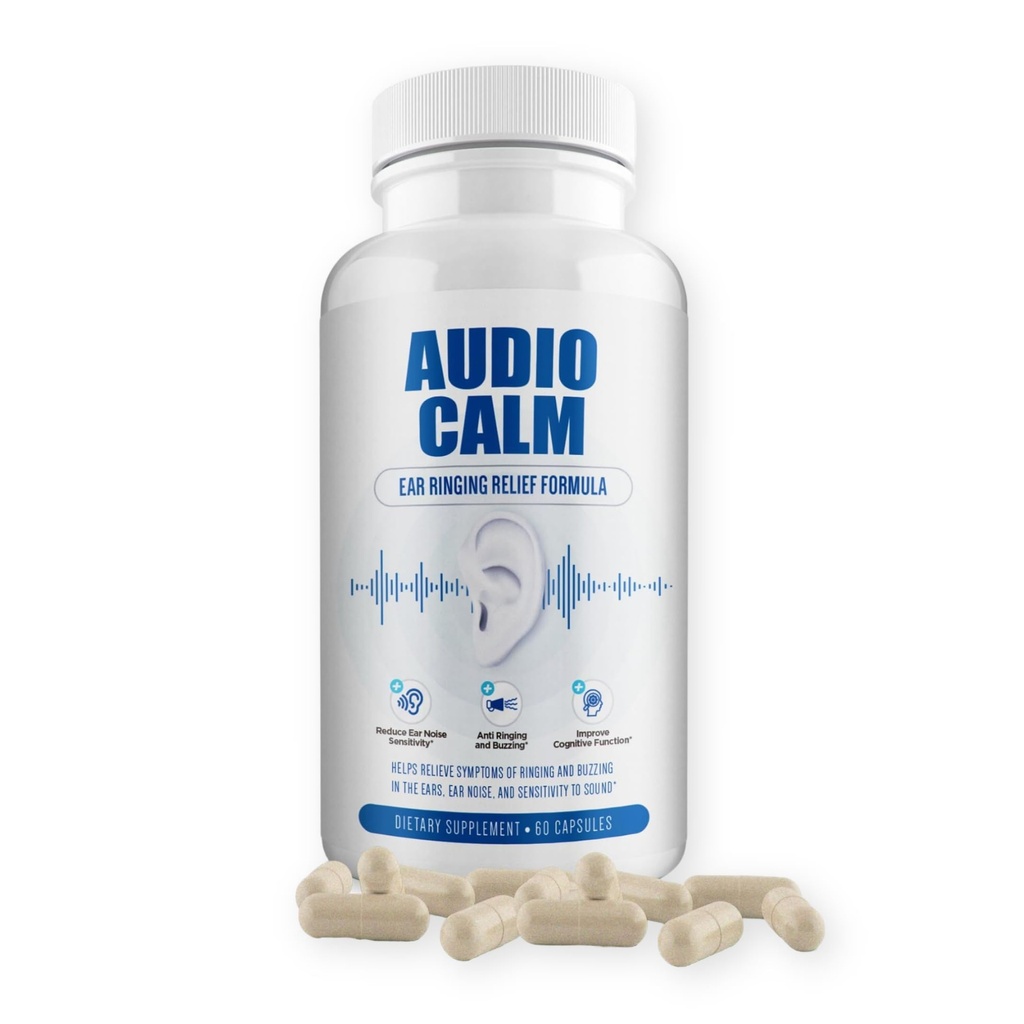 Audio Calm - Sollievo del tinnito per le orecchie - Vitamine di salute dell'orecchio - Soluzione naturale di sollievo dell'arresto del tinnito - Rilievo rapido dell'anello dell'orecchio, Cicalino, Fare clic e Ridurre il rumore dell'orecchio | 60 capsule (1)