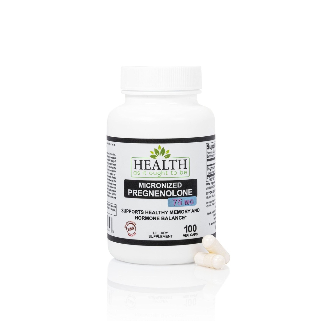 Salute come esso ha bisogno di essere Pregnenolone 75mg supplemento – Forma micronizzata per l'assorbimento potenziato testato per purezza e resistenza | 100 capsule