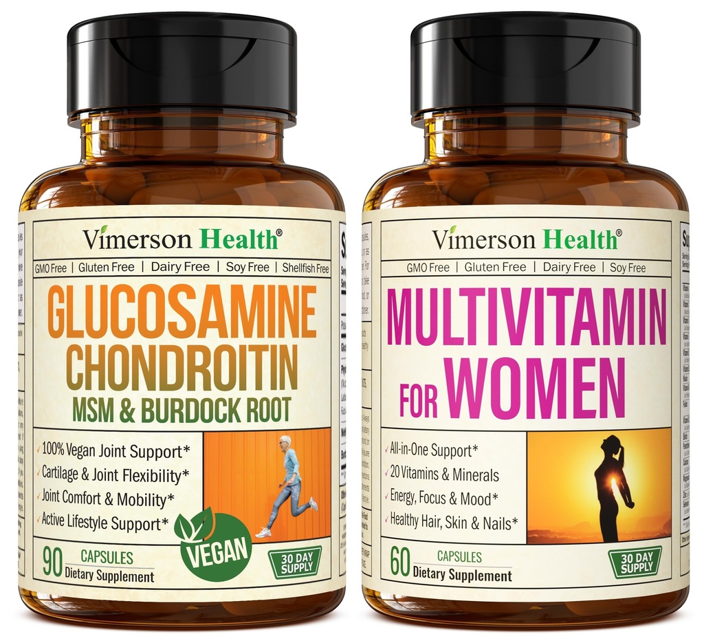 Vegan Glucosamina Chondroitin MSM Joint Support Supplement & Multivitamina completa per le donne