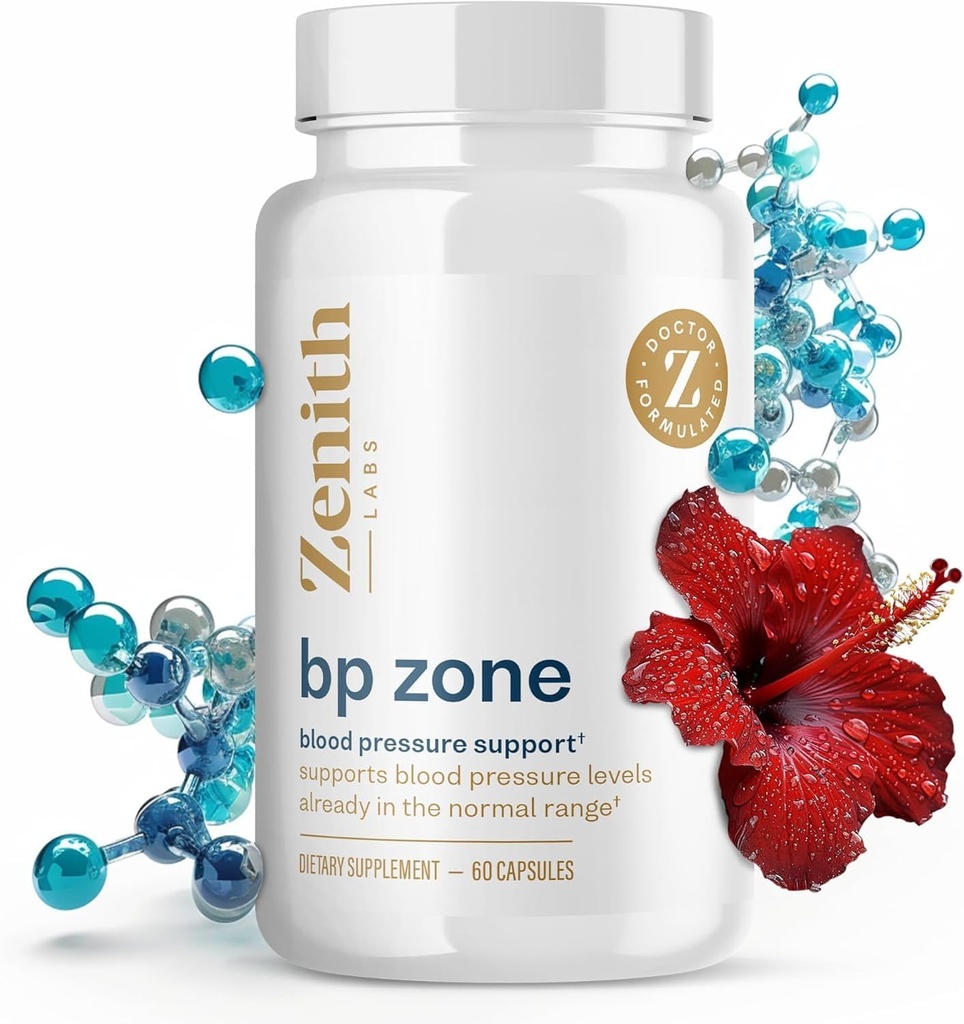 Zenith Labs BP Zone - Natural Blood Flow Supplement - Pillole di Estratto di erbe - Formula avanzata con Croco di Zafferano, Hibiscus, Aglio, CoQ10 e Magnesio