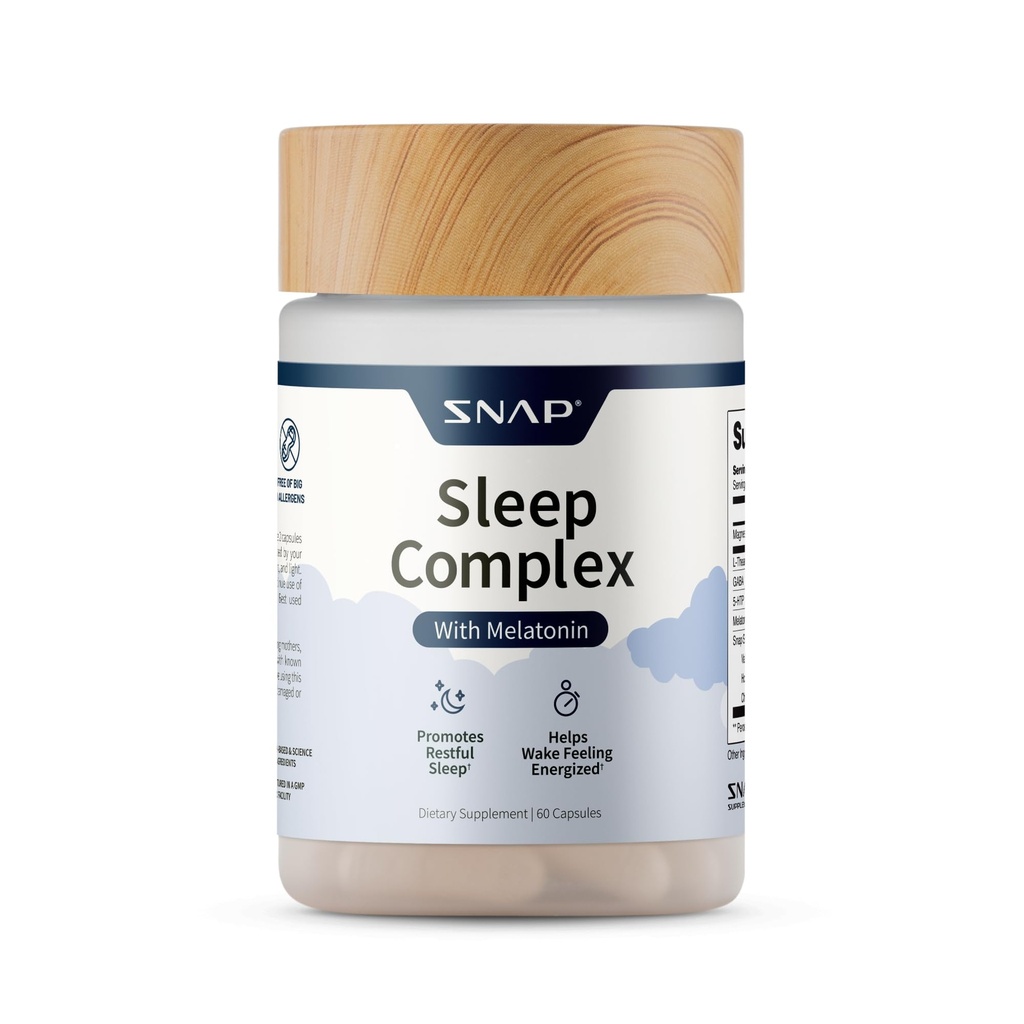 Snap Supplements Natural Sleep Aid con Melatonin & Valerian Root – Supporta il rilassamento, sonno profondo riposante & Nighttime Recovery – 60 capsule